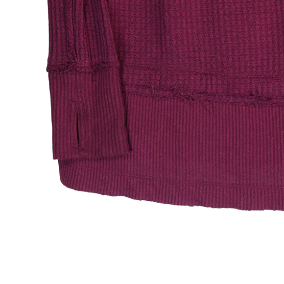 We The Free People Thermal Sweater Womens Large Burgundy Oversized Indie Soft - Picture 5 of 8